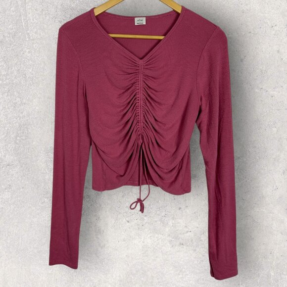 Aritzia Wilfred Lynx Ruched Long Sleeve Top Womens Size Large Modal Style #91726 - Picture 1 of 15